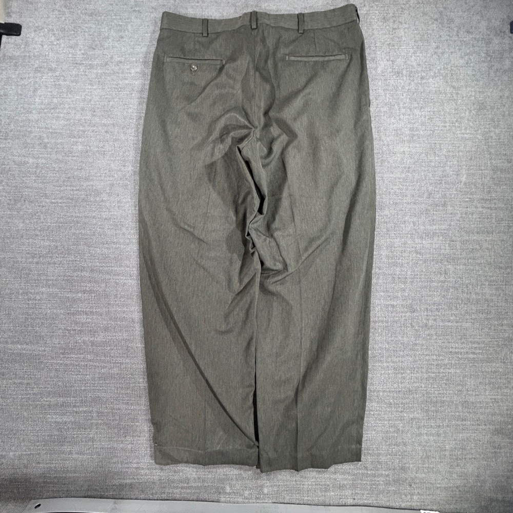 Unbranded Pleated Dress Pants Mens 37x27 Olive Green Gray Excellent Relaxed Fit‎